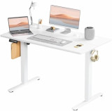 Standing Desk, Adjustable Height Electric Sit Stand Up Down Computer Table, 48x24 Inch Ergonomic Rising Desks for Work Office Home, Modern Lift Motorized Gaming Desktop Workstation, White