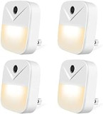 Night Light Plug-in Smart Light Pack of 4 Automated On & Off Wall Light for Hallways, Bedrooms, Bathrooms, Kitchens, Stairs